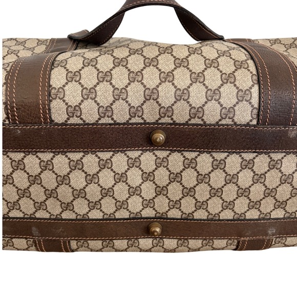 Gucci Vintage GG Supreme Boston Duffle Bag Brown Monogram Weekender Travel Bag - Picture 10 of 16